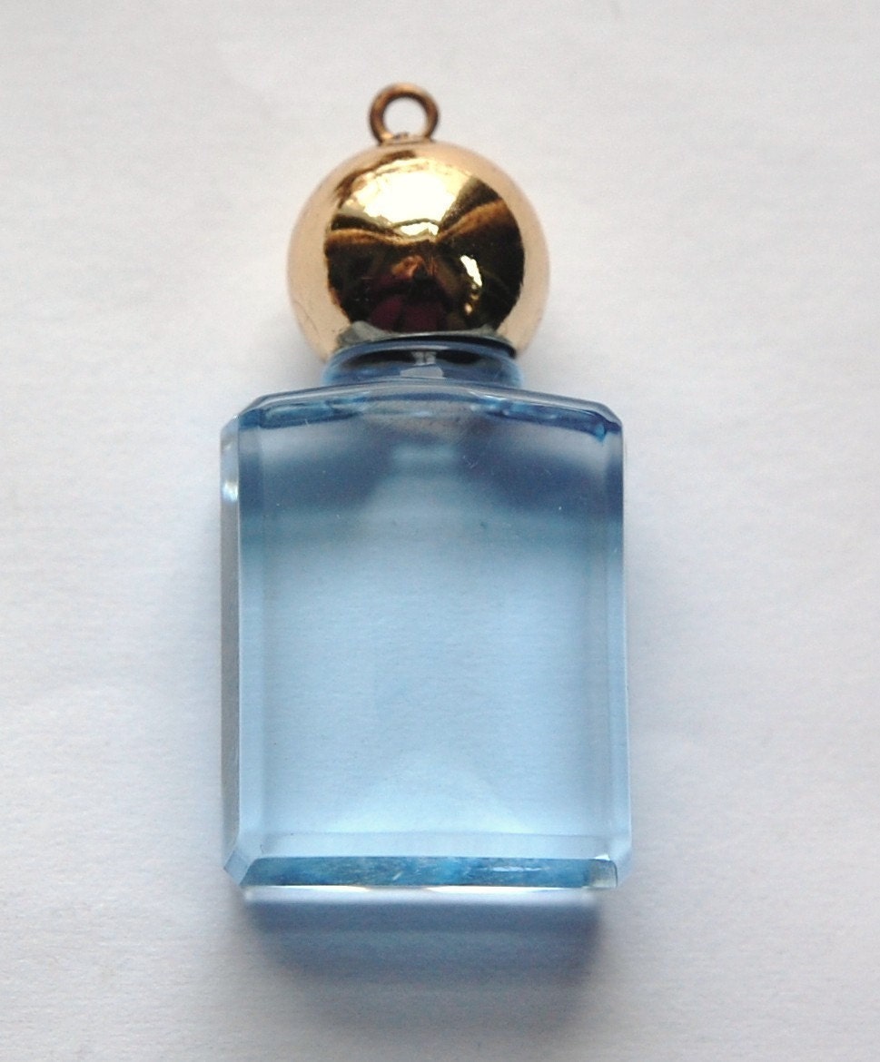 Vintage Blue Miniature Faux Perfume Bottle Pendant pnd114