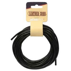 Beadsmith Black Leather Cord 3mm/5yds