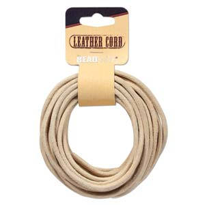 Beadsmith Natural Leather Cord 3mm/5yds