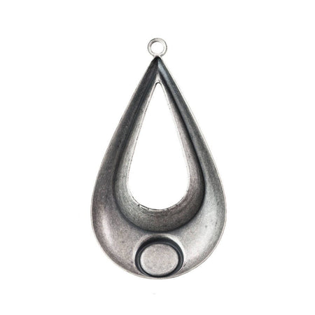 1 Loop Sterling Silver Ox Geometric Teardrop Pendants with 7mm Setting (2) mtl481C