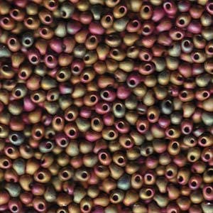 Matte Metallic Khaki Iris Drop Seed Beads 3.4mm 25G Tube DP-92035-TB