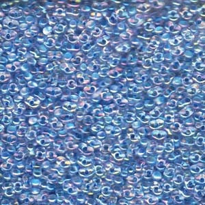 Inside Color Blue Rainbow Peanut Seed Beads 2x4mm 23G Tube P1450-TB