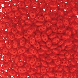 Opaque Coral Red SuperDuo Beads 2.5x5mm 5.0" Tube DU0593200-TB