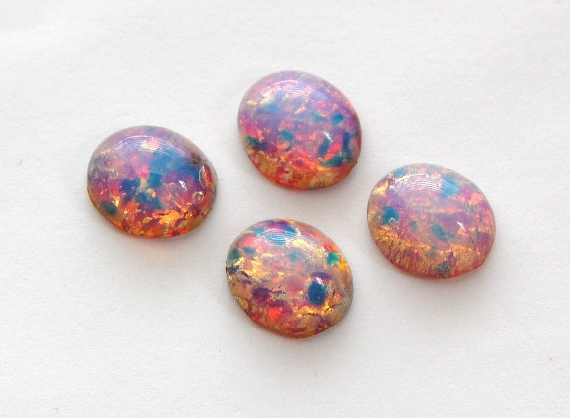 Harlequin Opal Glass Oval Cabochons 12x10mm (2) cab5003K