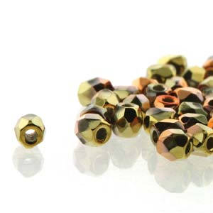 2mm Crystal California Gold Rush True 2 Czech Faceted Fire Polished Glass Beads (2g)
