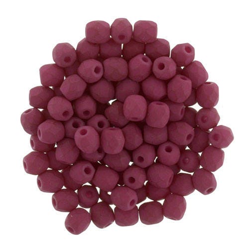 Czech Faceted Color Trends Saturated Fuschia Firepolish Glass Beads 3mm (50)