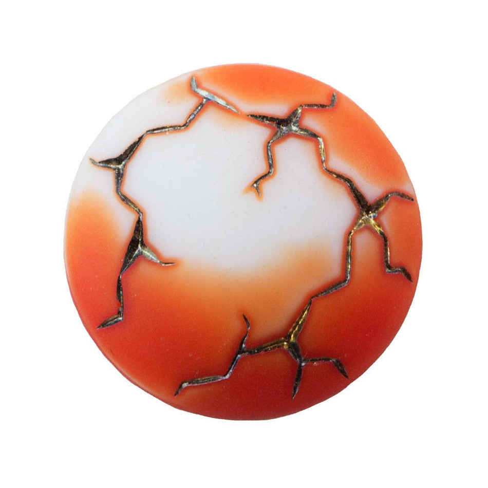 Vintage Orange Red and White with Silver and Gold Glass Cabochons Germany 20mm (2) cab453