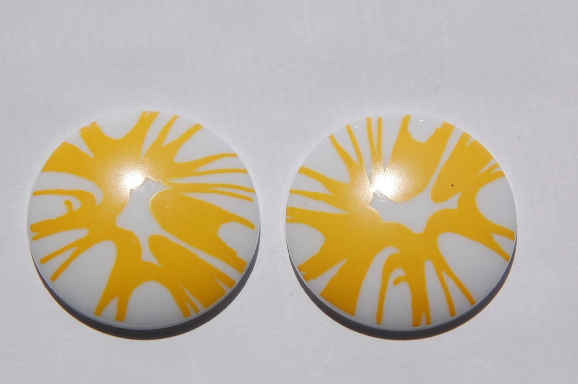 Funky Vintage Yellow Splatter Cabochon 30mm (2) cab393A