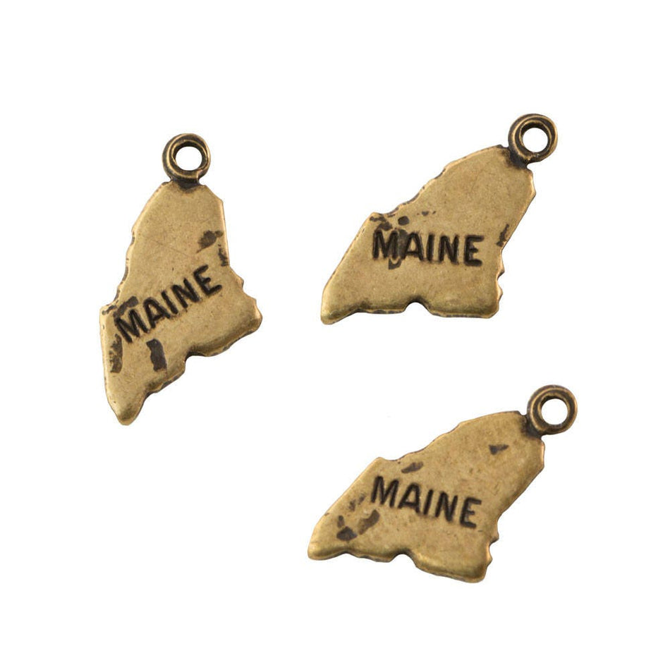 OOPS*** Brass Ox Tiny Maine State Charm Drops (6) chr203QOOPS