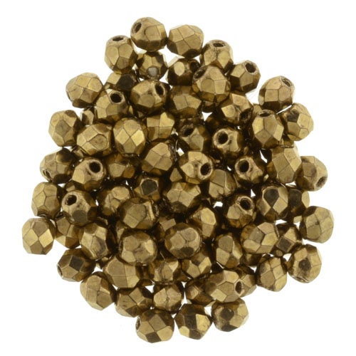 Czech Faceted Bronze Fire Polish Glass Beads 3mm (50)