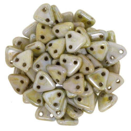6mm Opaque Ultra Luster Green CzechMates Triangle 2 Hole Glass Beads (50)