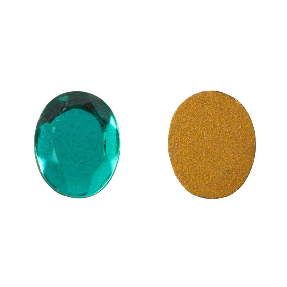 Vintage Green Faceted Glass Cabochons 8x6mm (6) cab575