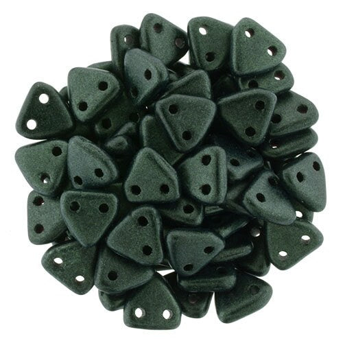 6mm Metallic Suede Dark Forest CzechMates Triangle 2 Hole Glass Beads (50)