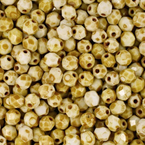 3mm Opaque White Picasso Czech Faceted Firepolish Glass Beads (50)