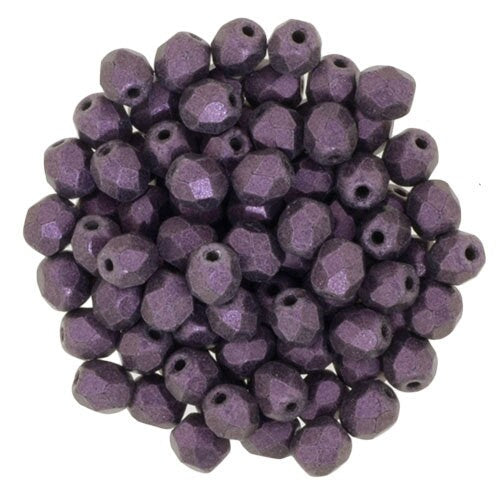 4mm Metallic Suede Pink Czech Faceted Firepolish Glass Beads (50)