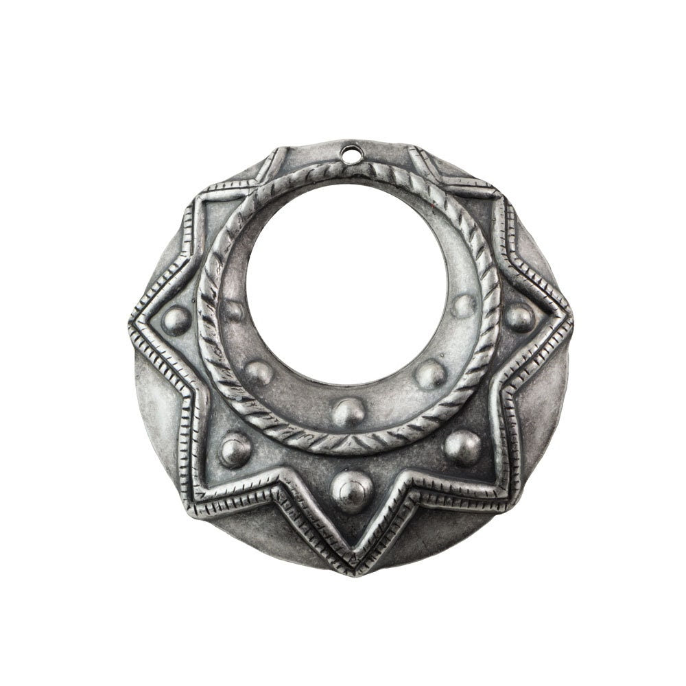 1 Hole Sterling Silver Ox Tribal Round Charm Pendant Drop (6) mtl395H