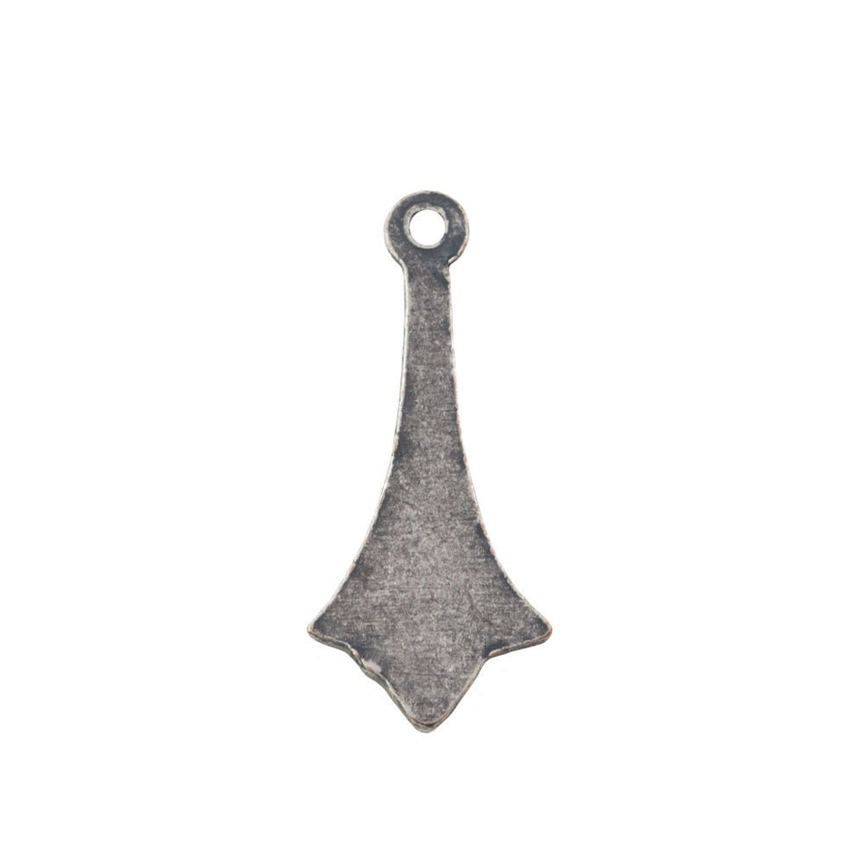 1 Loop Sterling Silver Ox Etched Deco Charm Drop 15x7mm (6) mtl499C
