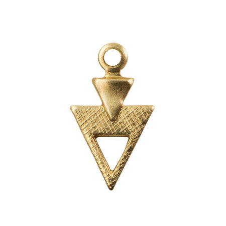 1 Loop Raw Brass Double Triangle Shape Drop Pendant 12.5x7.0mm (10) mtl520A