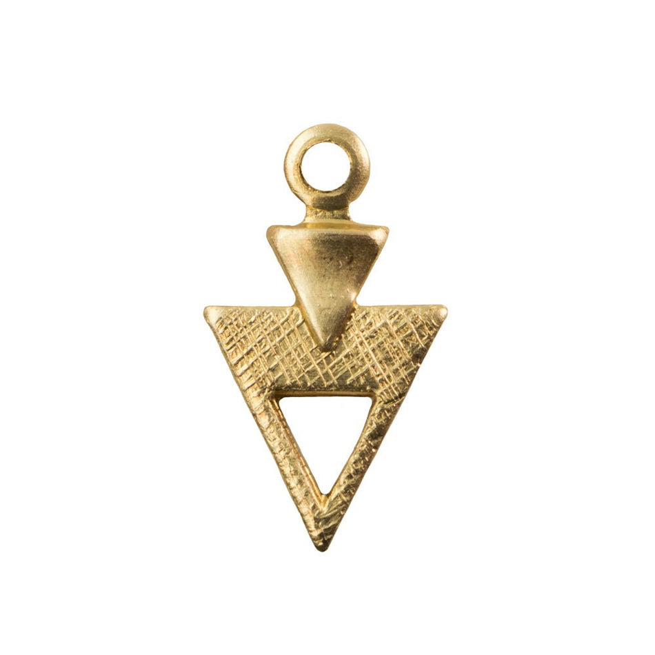 1 Loop Raw Brass Double Triangle Shape Drop Pendant 12.5x7.0mm (10) mtl520A