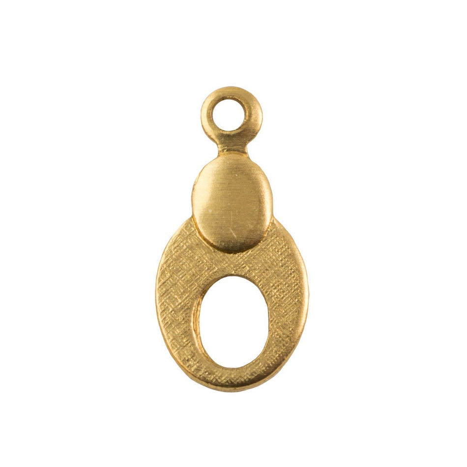 1 Loop Raw Brass Double Oval Shape Drop Pendant 12.5x6.2mm (10) mtl521A