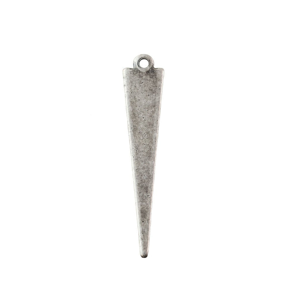 1 Loop Long Narrow Matte Sterling Silver Ox Triangle Pendant Findings (8) mtl383K
