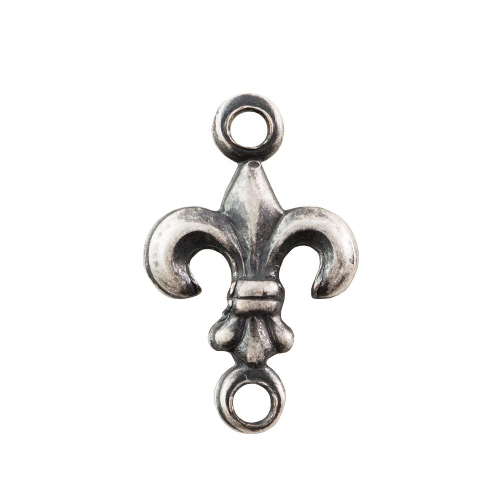 2 Loop Matte Sterling Silver Ox Fleur De Lis Shape Connector 12.0x7.5mm (10) mtl524C