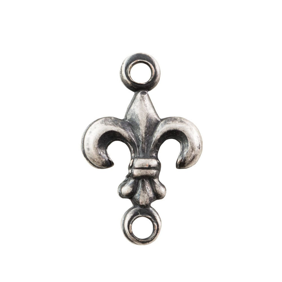 2 Loop Matte Sterling Silver Ox Fleur De Lis Shape Connector 12.0x7.5mm (10) mtl524C