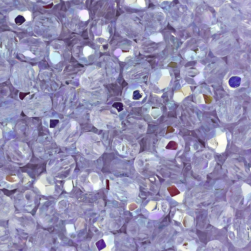 4mm Alexandrite AB Czech Firepolish Faceted Glass Beads (50)