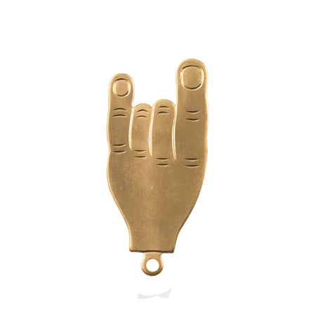 Raw Brass Rock On Pendant (2) mtl299A