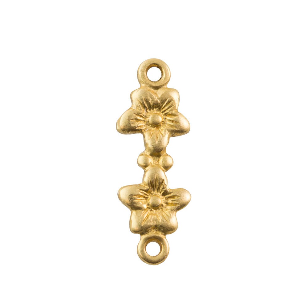 2 Loop Raw Brass Double Flower Connectors 15.5x4.9mm (8) mtl526A