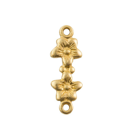2 Loop Raw Brass Double Flower Connectors 15.5x4.9mm (8) mtl526A