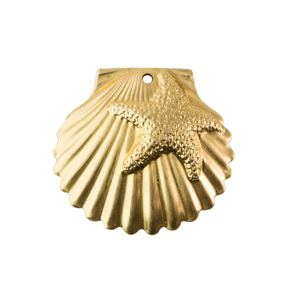 1 Hole Raw Brass Shell Starfish Pendants (6) mtl527A