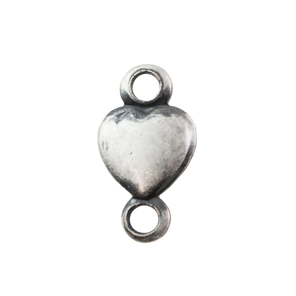 2 Loop Sterling Silver Ox Heart Connectors 8.0x4.45mm (20) mtl535C