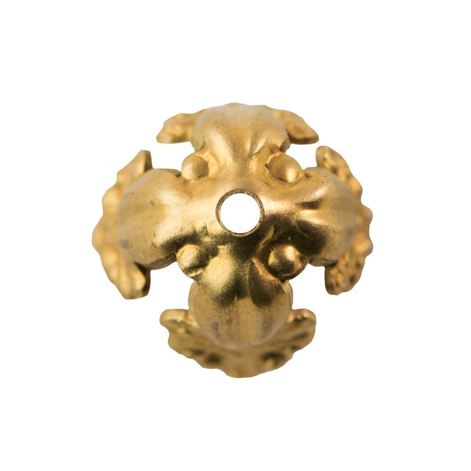 Ornate Raw Brass 4 Petal Bead Caps 14x9mm (4) mtl516A