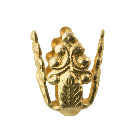 Ornate Raw Brass 4 Petal Leaf Design Bead Caps 14x19mm (4) mtl260A