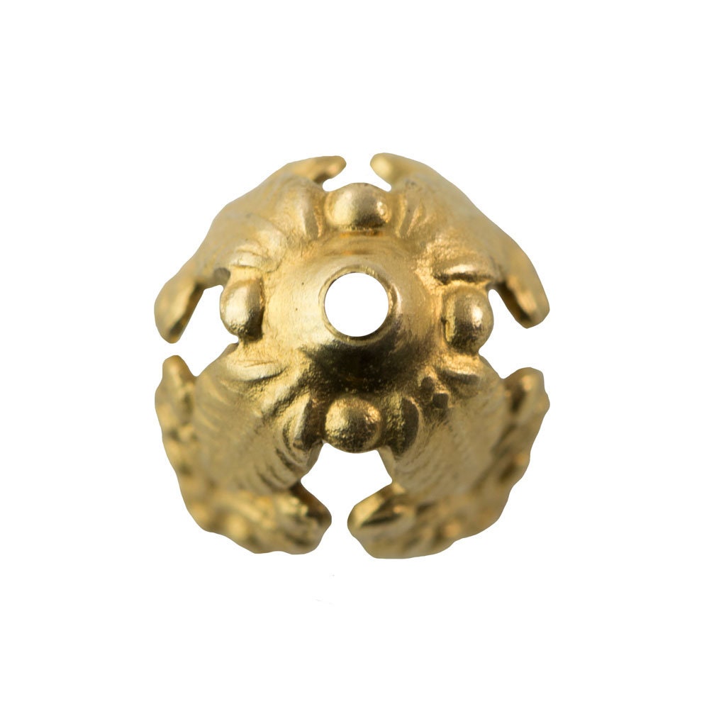 Ornate Raw Brass 4 Petal Leaf Design Bead Caps 14x19mm (4) mtl260A