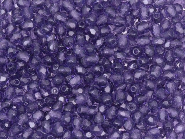 3mm Tanzanite Czech Firepolish Faceted Glass Beads (50)