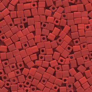 Transparent Frosted Red Miyuki Cube Seed Bead 4mm 20gm Tube SB4-140F-TB