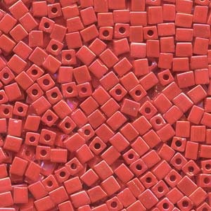 Rainbow Opaque Red Miyuki Cube Seed Bead 4mm 20gm Tube SB4-407R-TB