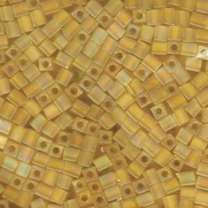 Transparent Frosted Rainbow Yellow Miyuki Cube Seed Bead 4mm 20gm Tube SB4-136FR-TB