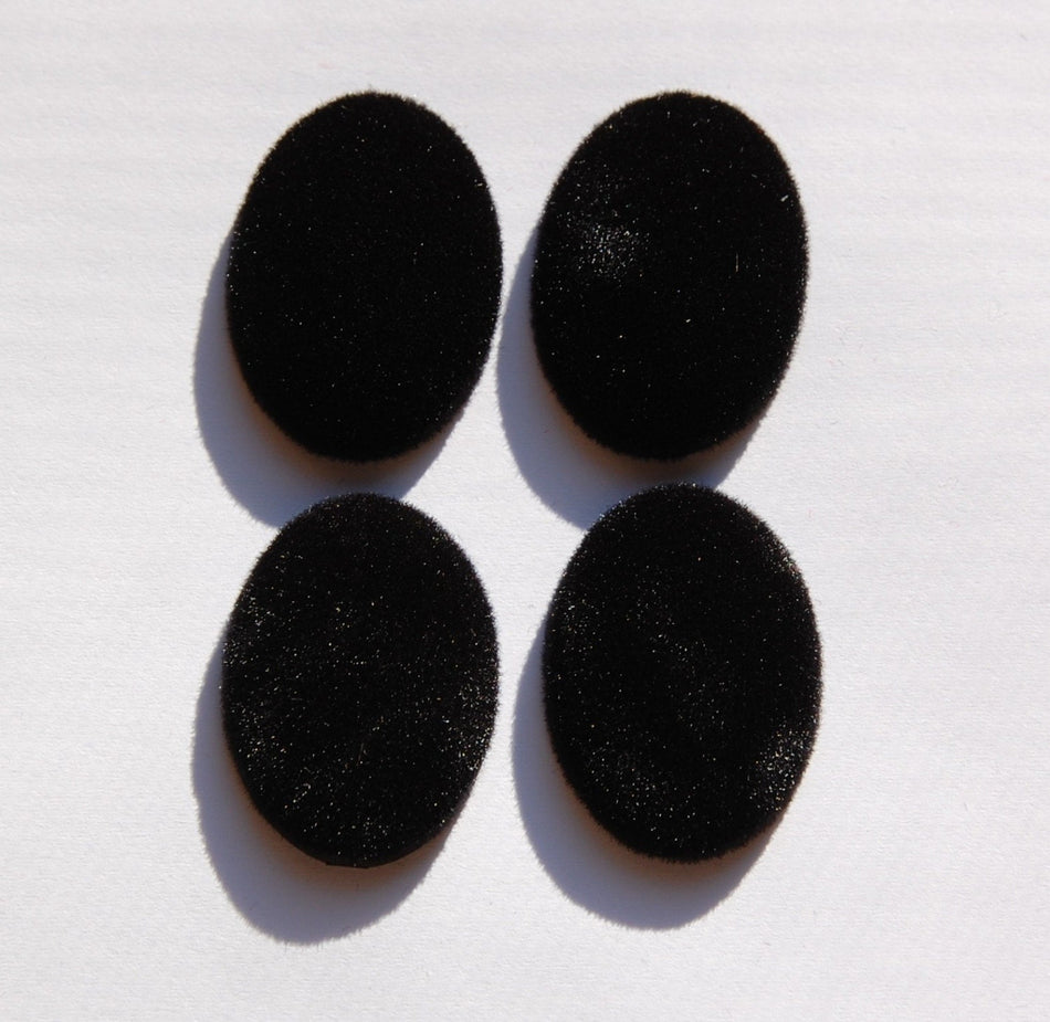 Vintage Black Velvet Velour Cabochons 30mm x 22mm cab434C