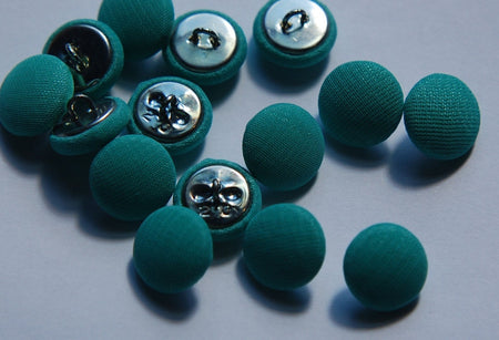 Vintage Light Greenish Blue Silk Buttons 13mm (6) btn003B