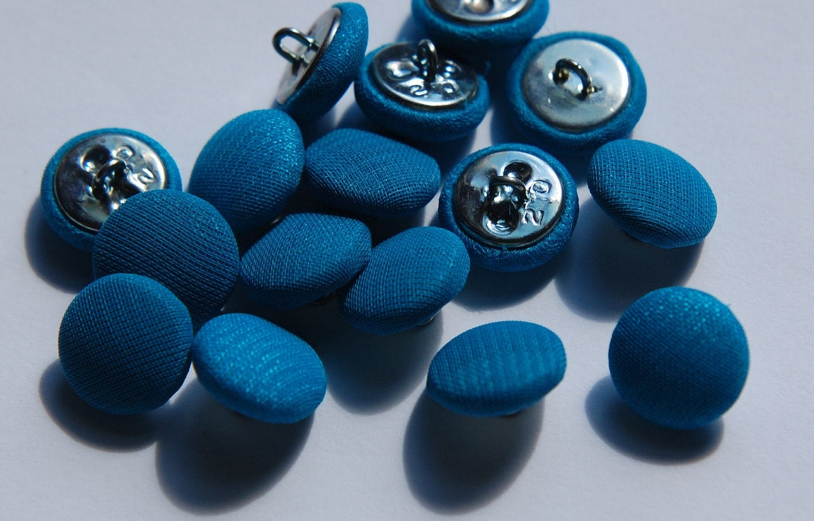 Vintage Royal Blue Silk Buttons 13mm (6) btn003E