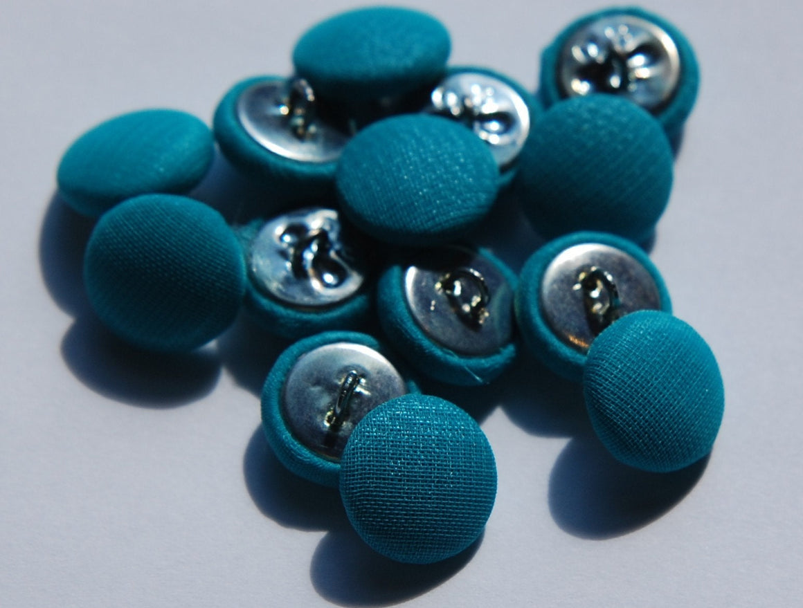 Vintage Light Teal Blue Silk Buttons 13mm (6) btn003A