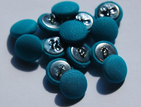 Vintage Light Teal Blue Silk Buttons 13mm (6) btn003A