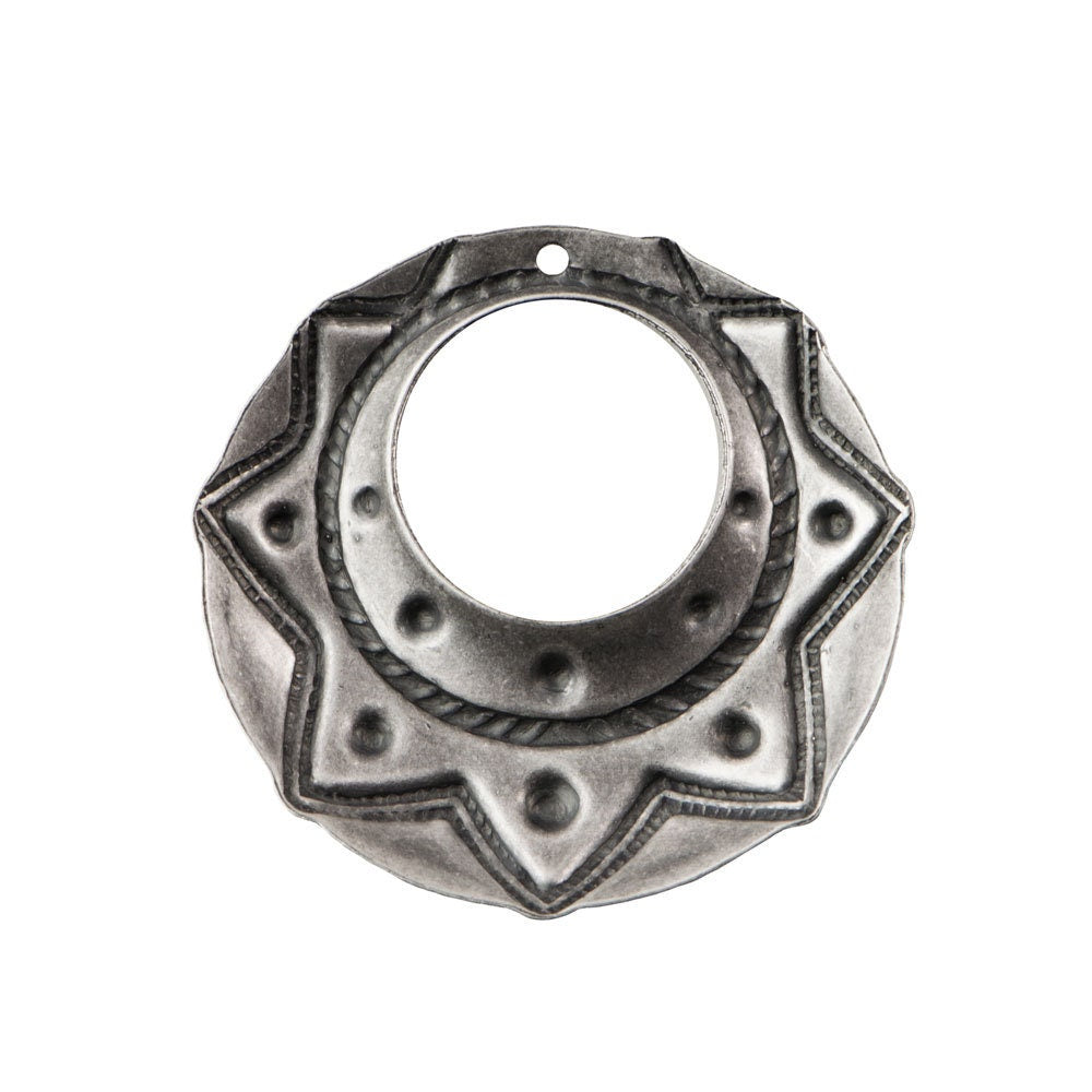 1 Hole Sterling Silver Ox Tribal Round Charm Pendant Drop (6) mtl395H