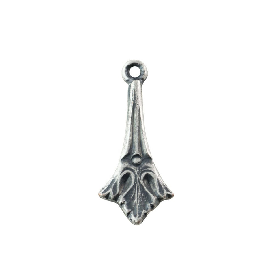1 Loop Sterling Silver Ox Etched Deco Charm Drop 15x7mm (6) mtl499C