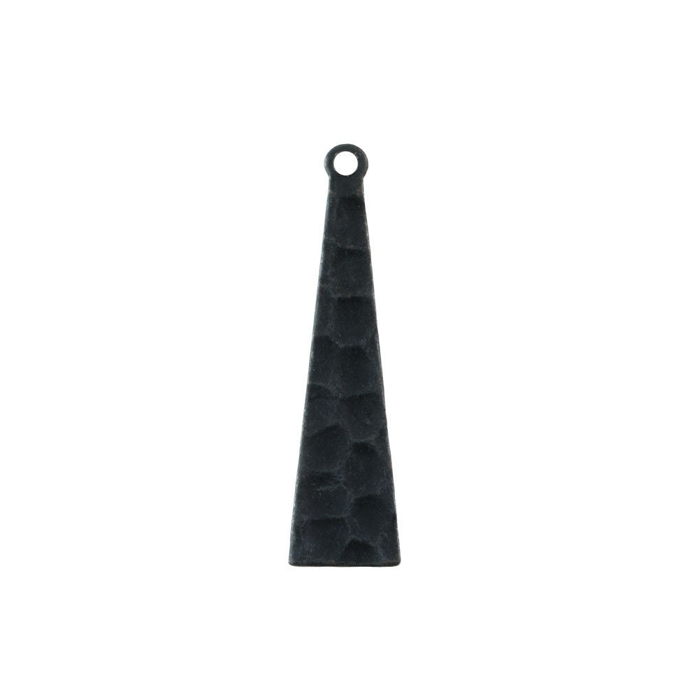 Hammered Matte Black Narrow Triangle with Loop Pendant Drops (8) mtl412F