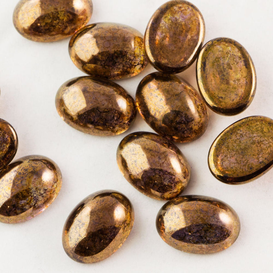 Czech Transparent Luster Taupe Glass Cabochons 18x13mm (4) cab906A