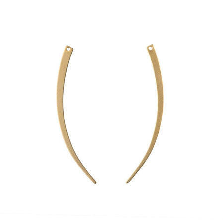 1 Hole Raw Brass Gently Curved Narrow Spikes BOTH Left and Right Pendants (6) mtl518A